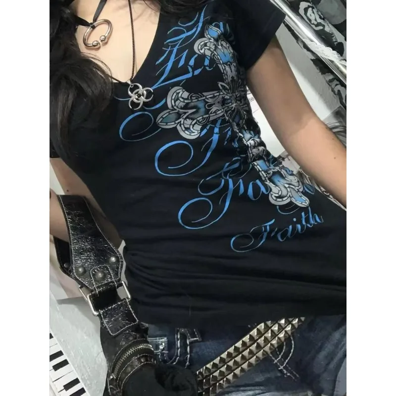 American Retro Harajuku Cross Printed T-shirts Women's Y2K Fashion Slim-fit Short Tops Vintage Gothic Hottie Short Sleeve Tees
American Retro Harajuku Cross Printed T-shirts Women's Y2K Fashion Slim-fit Short Tops Vintage Gothic Hottie Short Sleeve Tees