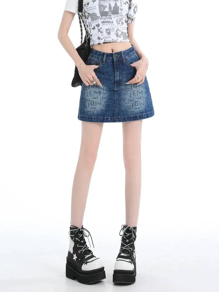 Women Blue Gothic Denim Skirts Harajuku A-Line Mini Jean Skirt Vintage Y2k Aesthetic Oversize Skirt 2000s Trashy Clothes Summer
Women Blue Gothic Denim Skirts Harajuku A-Line Mini Jean Skirt Vintage Y2k Aesthetic Oversize Skirt 2000s Trashy Clothes Summer