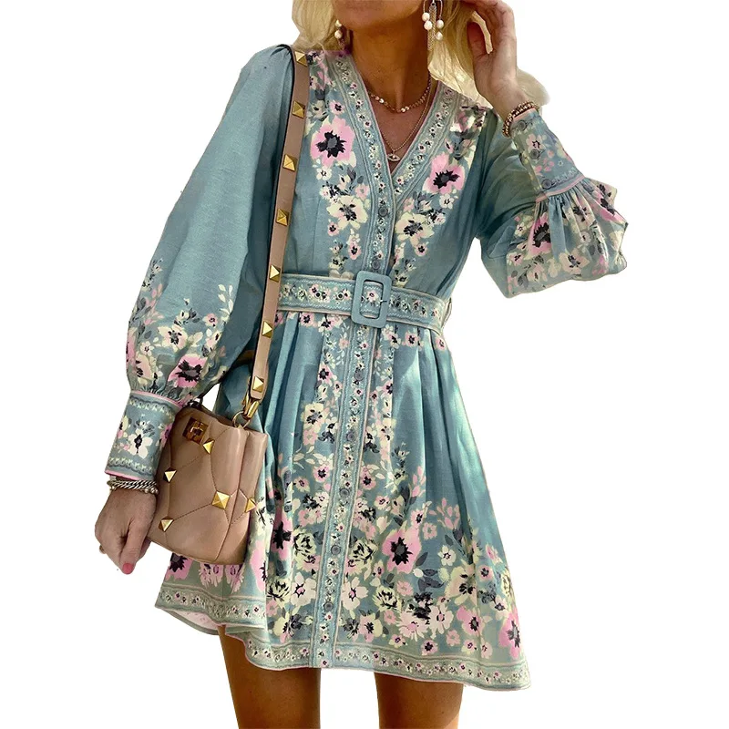 Loose Printed Bohemian Dress, Long Sleeved, V-neck, New, Spot, Fall, 20224
Loose Printed Bohemian Dress, Long Sleeved, V-neck, New, Spot, Fall, 20224