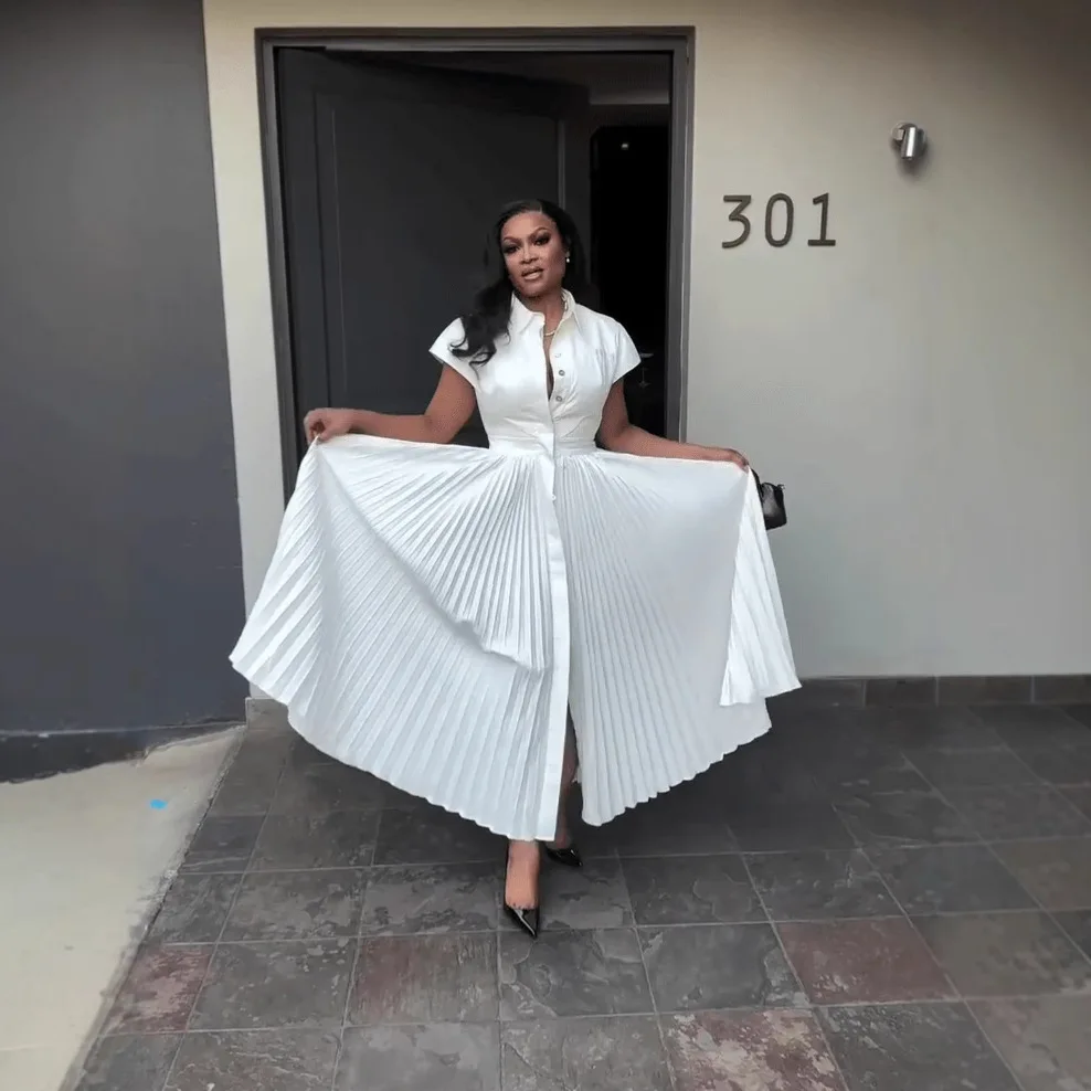 European And American Women's 2025 Spring And Summer New Short-sleeved High Waist Slimming Pleated Large Swing Shirt Dress A- Sh
European And American Women's 2025 Spring And Summer New Short-sleeved High Waist Slimming Pleated Large Swing Shirt Dress A- Sh