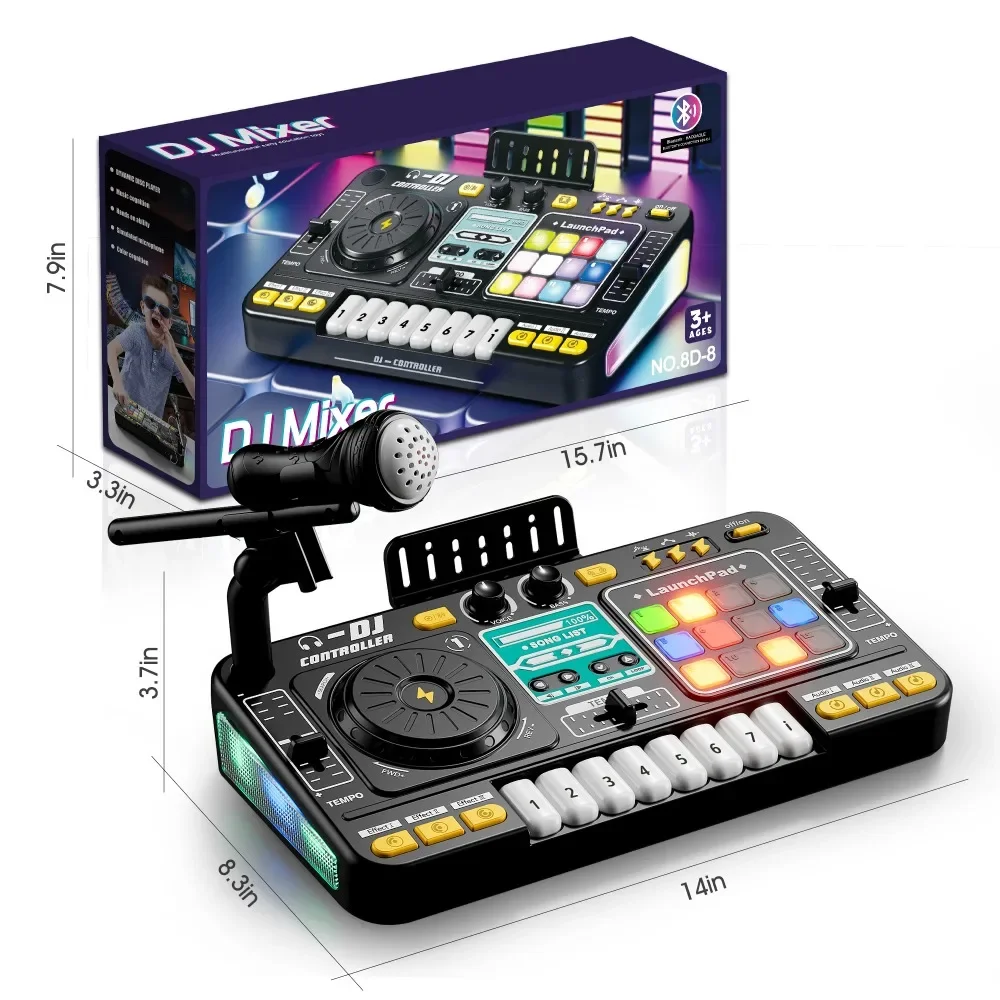 Kid DJ Mixer with Microphone Electronic Piano Keyboard Bluetooth DJ Turntable Controller Musical Instrument Kid Christmas Gift
Kid DJ Mixer with Microphone Electronic Piano Keyboard Bluetooth DJ Turntable Controller Musical Instrument Kid Christmas Gift