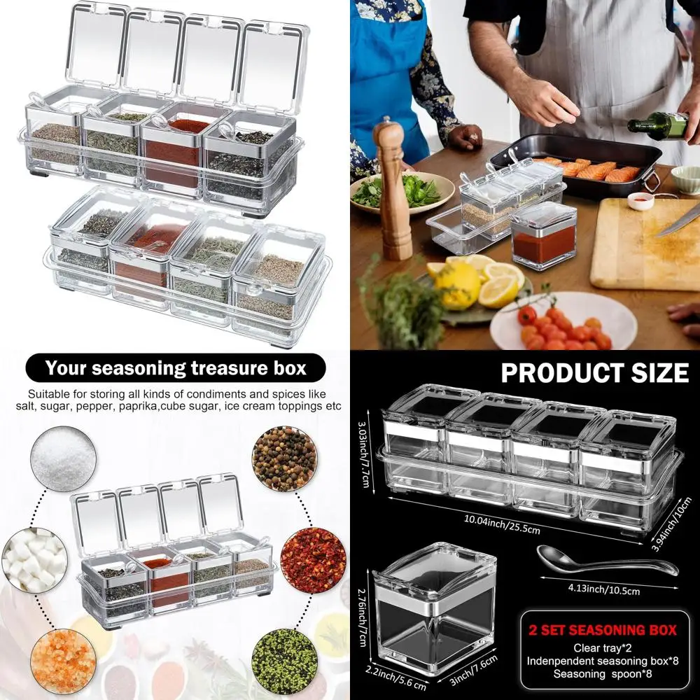 2-Tier Acrylic Spice Rack with Lids and Spoons, 10x4x3.2 inches, Clear Storage for Kitchen Seasonings
2-Tier Acrylic Spice Rack with Lids and Spoons, 10x4x3.2 inches, Clear Storage for Kitchen Seasonings