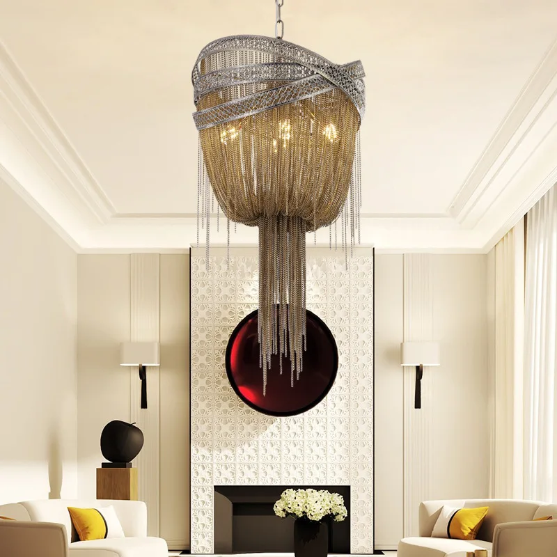 Retro Light Luxury Aluminum Chain Tassel Pendant Lamp Large Luxury Villa Living Room Bedroom Shopping Mall Decorative Lamp
Retro Light Luxury Aluminum Chain Tassel Pendant Lamp Large Luxury Villa Living Room Bedroom Shopping Mall Decorative Lamp