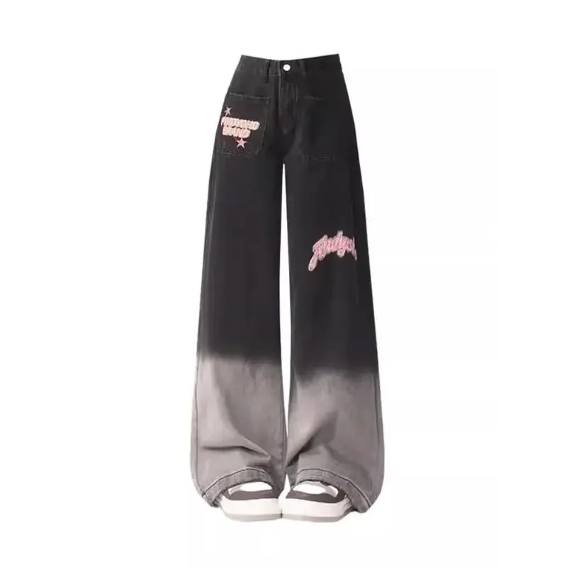 American retro black gradient embroidery plus velvet jeans children's autumn and winter high waist straight wide leg mop pants
American retro black gradient embroidery plus velvet jeans children's autumn and winter high waist straight wide leg mop pants