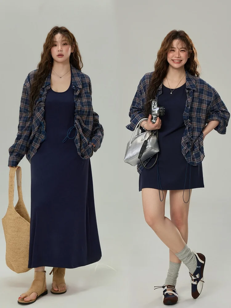 Monika plus Size Women's Spring Summer Plaid Shirt Dress Set round Neck Midi Vest Dress Korean Style Slim Fit High Waist Cott...
Monika plus Size Women's Spring Summer Plaid Shirt Dress Set round Neck Midi Vest Dress Korean Style Slim Fit High Waist Cott...