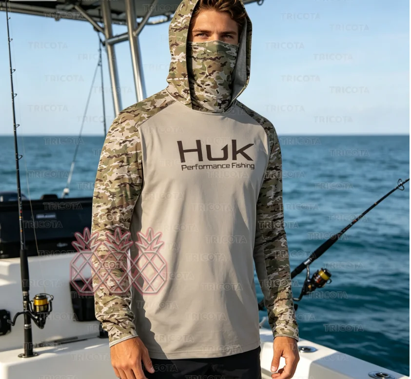 HUK Fishing Apparel UPF 50+ Outdoor Men Long Sleeve Face Cover Fishing Shirts Sun Protection Breathable Hooded Fishing Clothing
HUK Fishing Apparel UPF 50+ Outdoor Men Long Sleeve Face Cover Fishing Shirts Sun Protection Breathable Hooded Fishing Clothing