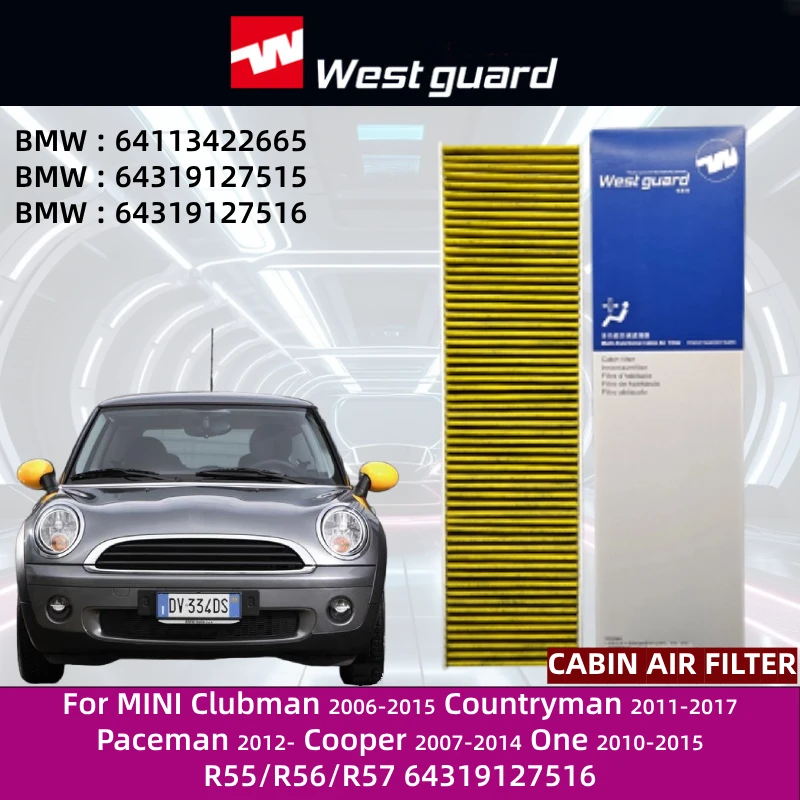 For MINI Clubman 2006-2015 Countryman 2011-2017 Paceman 2012- Cooper 2007-2014 One 2010-2015 WESTGUARD MK8100P Cabin Filter
For MINI Clubman 2006-2015 Countryman 2011-2017 Paceman 2012- Cooper 2007-2014 One 2010-2015 WESTGUARD MK8100P Cabin Filter