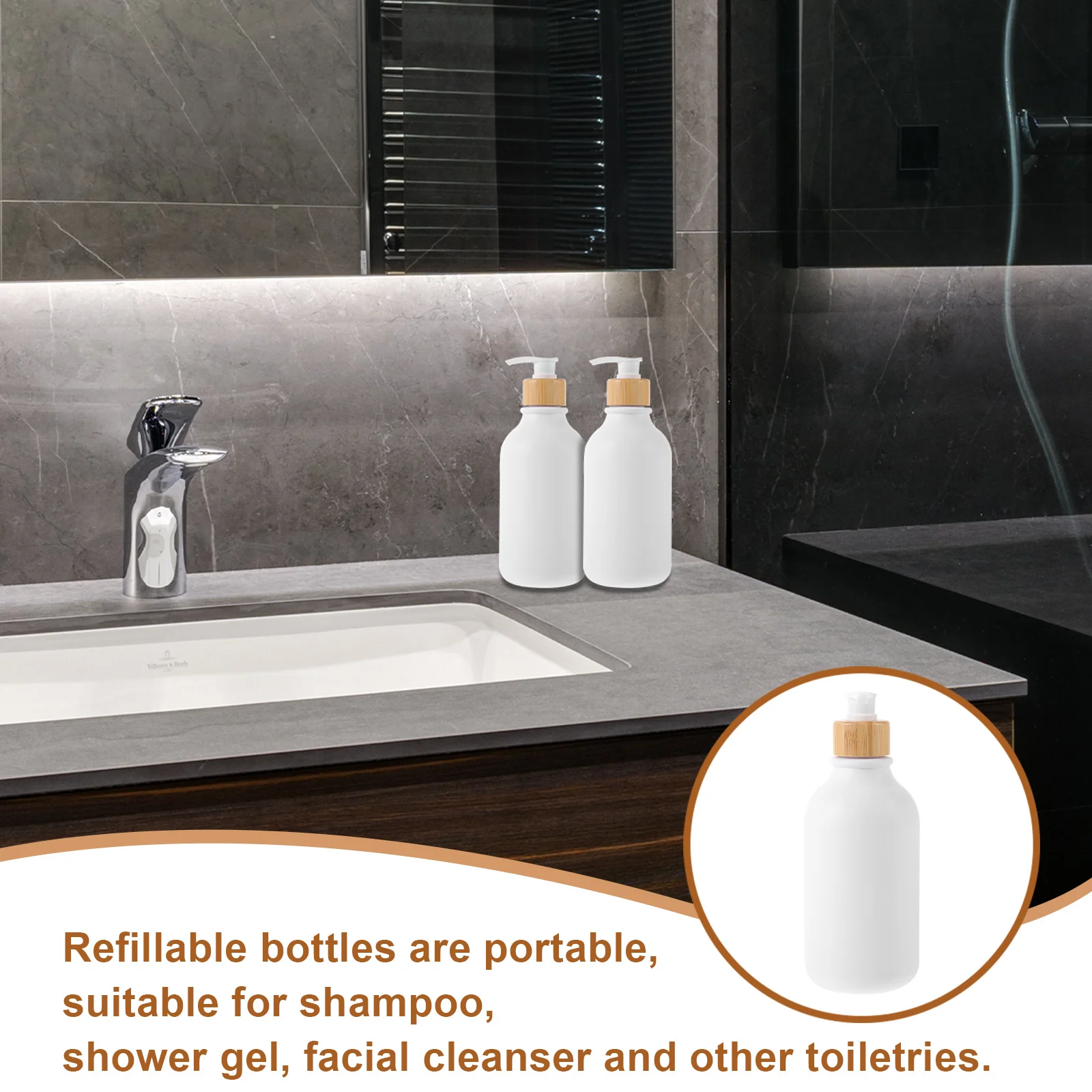 3Pcs Refillable Shampoo Dispenser Bottles Pet Wood Pump Bottles Large Capacity for Bathroom Kitchen Shower Gel Hand Soap
3Pcs Refillable Shampoo Dispenser Bottles Pet Wood Pump Bottles Large Capacity for Bathroom Kitchen Shower Gel Hand Soap