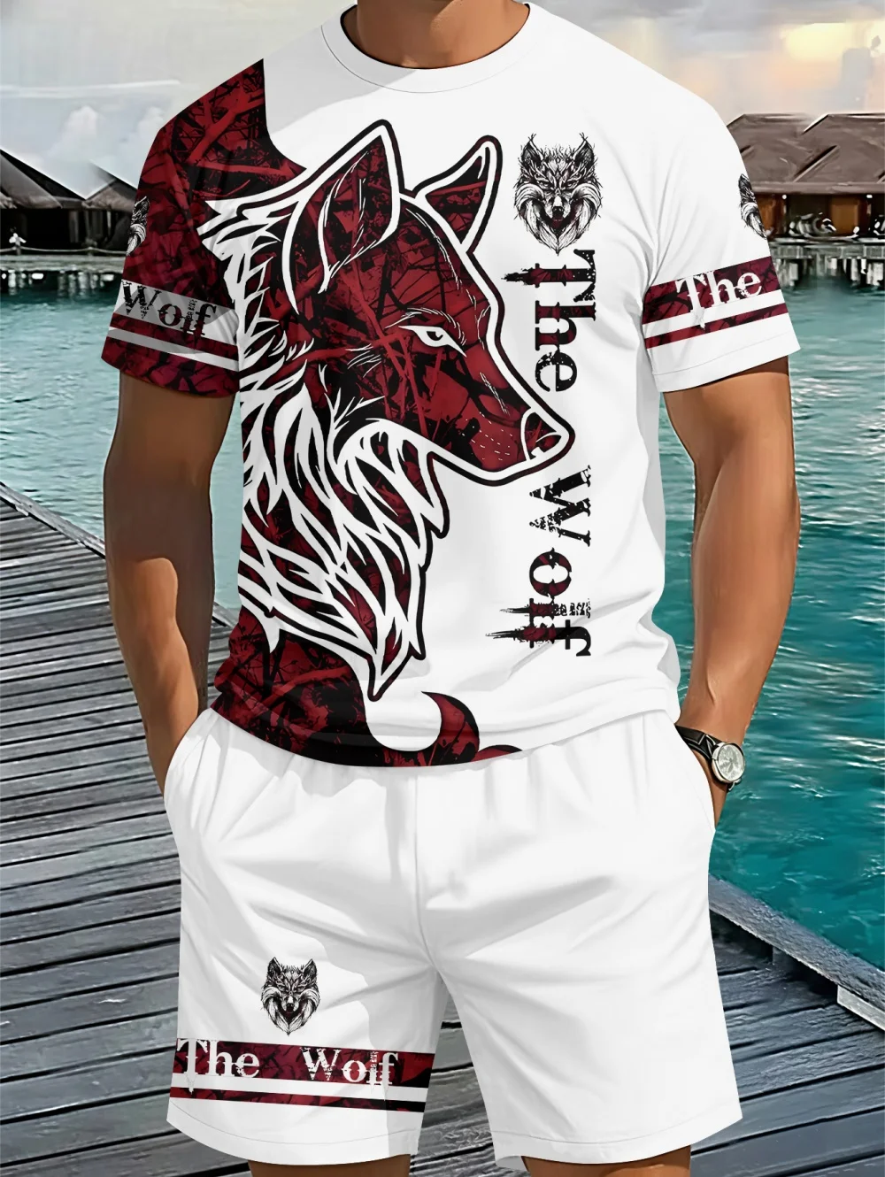 New Casual Short Sleeve T-Shirt and Shorts Two-Piece Set Cool Wolf 3D Printed T-Shirt Drawstring Short Streetwear Men's Clothes
New Casual Short Sleeve T-Shirt and Shorts Two-Piece Set Cool Wolf 3D Printed T-Shirt Drawstring Short Streetwear Men's Clothes