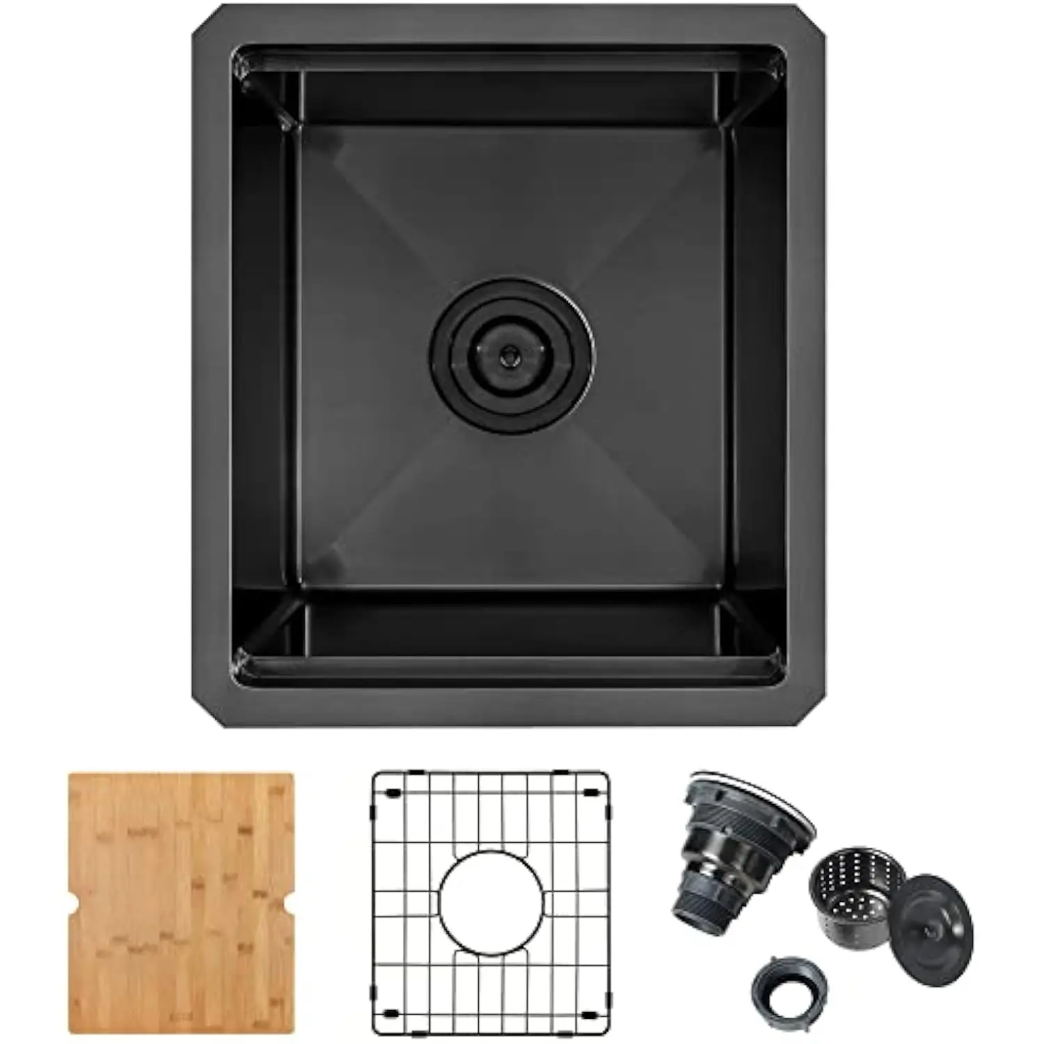15 X 17 Black Undermount Bar Sink, 16 Gauge Handmade Stainless Steel Single Bowl Kitchen Sink with Cutting Board, Protectors a
15 X 17 Black Undermount Bar Sink, 16 Gauge Handmade Stainless Steel Single Bowl Kitchen Sink with Cutting Board, Protectors a