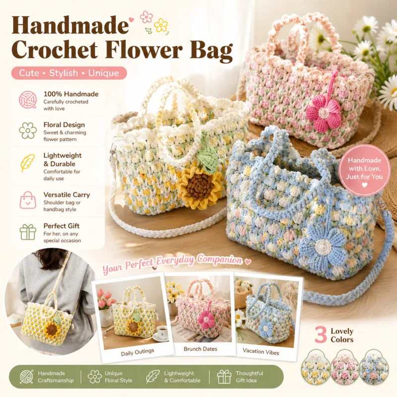 Mini Knitted Shoulder Bag Cute Handmade Crochet Pink Tulip Crossbody Bag Portable Phone Purse For Women Valentines Bag Gift New
Mini Knitted Shoulder Bag Cute Handmade Crochet Pink Tulip Crossbody Bag Portable Phone Purse For Women Valentines Bag Gift New