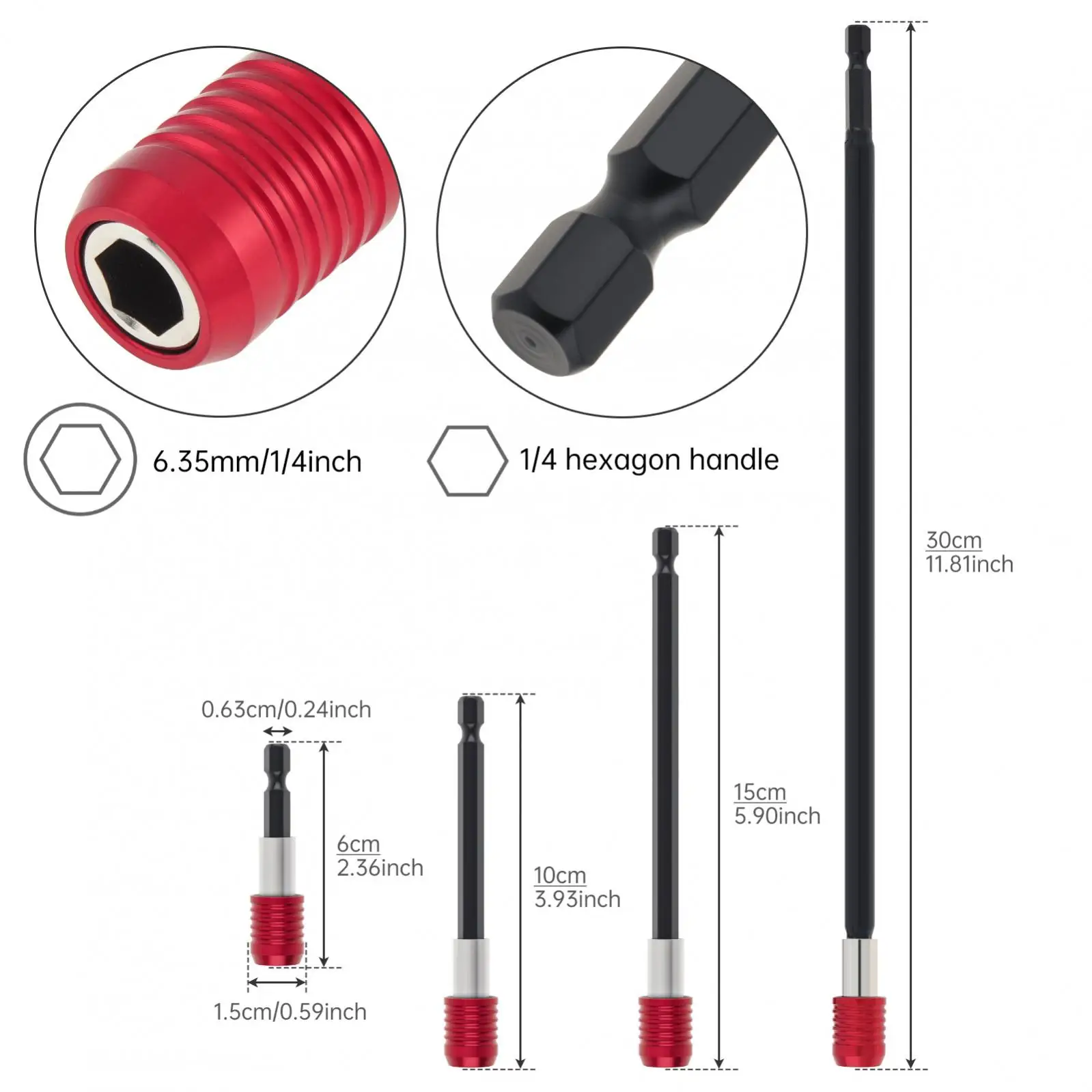 4 pcs 60 /100/150/ 300 mm Screwdriver Bit Holder Bar for Impact Driver Screws Nuts Drill with 1/4" Hex, Quick Release Bit Holder
4 pcs 60 /100/150/ 300 mm Screwdriver Bit Holder Bar for Impact Driver Screws Nuts Drill with 1/4" Hex, Quick Release Bit Holder