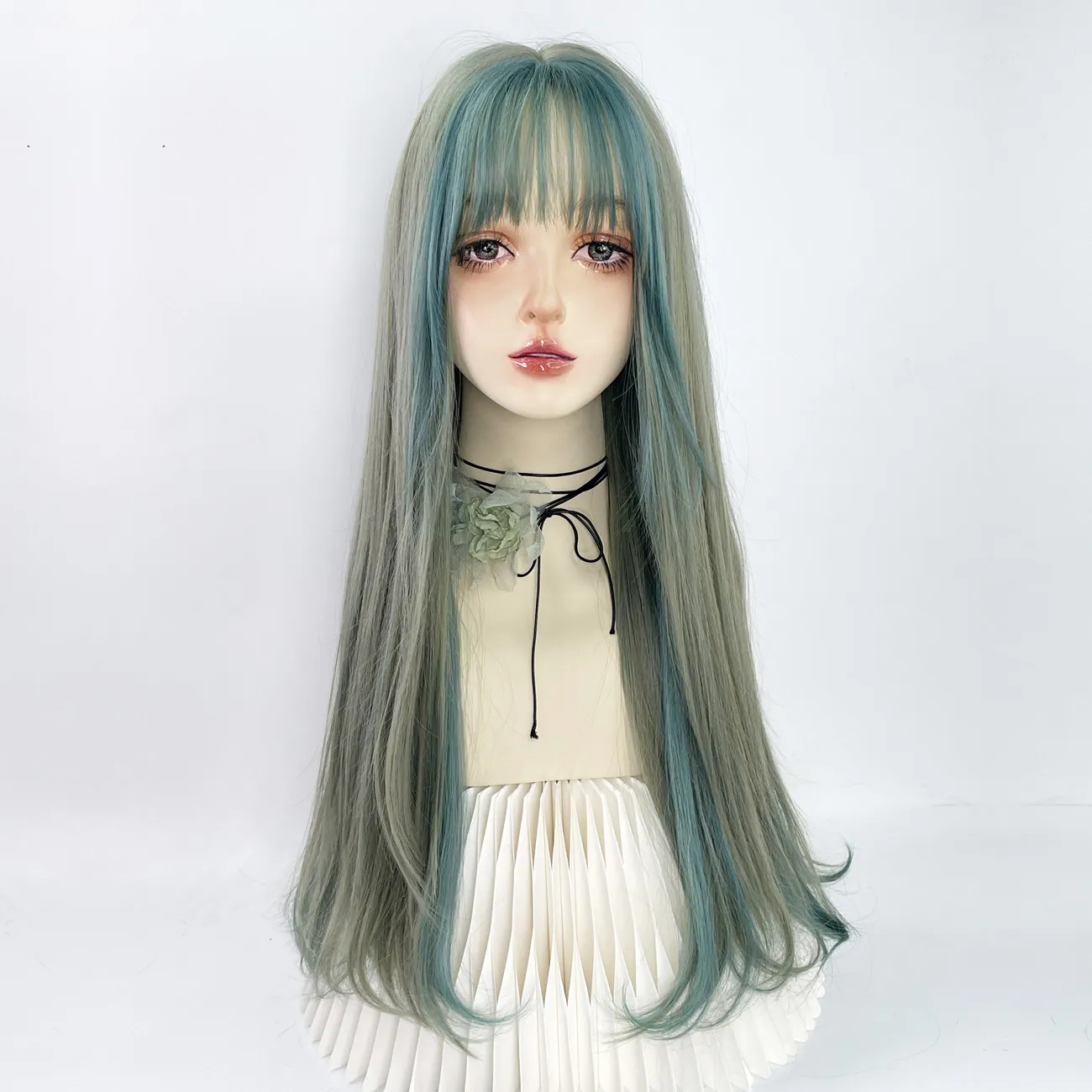 Water dance green wig highlights cos long hair long straight hair girl group Internet celebrity jk colored hair full hood
Water dance green wig highlights cos long hair long straight hair girl group Internet celebrity jk colored hair full hood