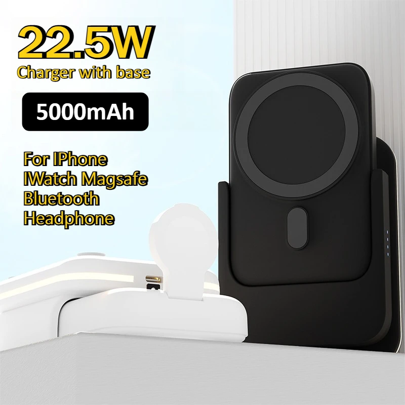 3 in1 Magnetic Power Bank Charger with Base 5000mAh 22.5W Wireless Charger Fast Charging for IPhone IWatch Bluetooth Headphones
3 in1 Magnetic Power Bank Charger with Base 5000mAh 22.5W Wireless Charger Fast Charging for IPhone IWatch Bluetooth Headphones