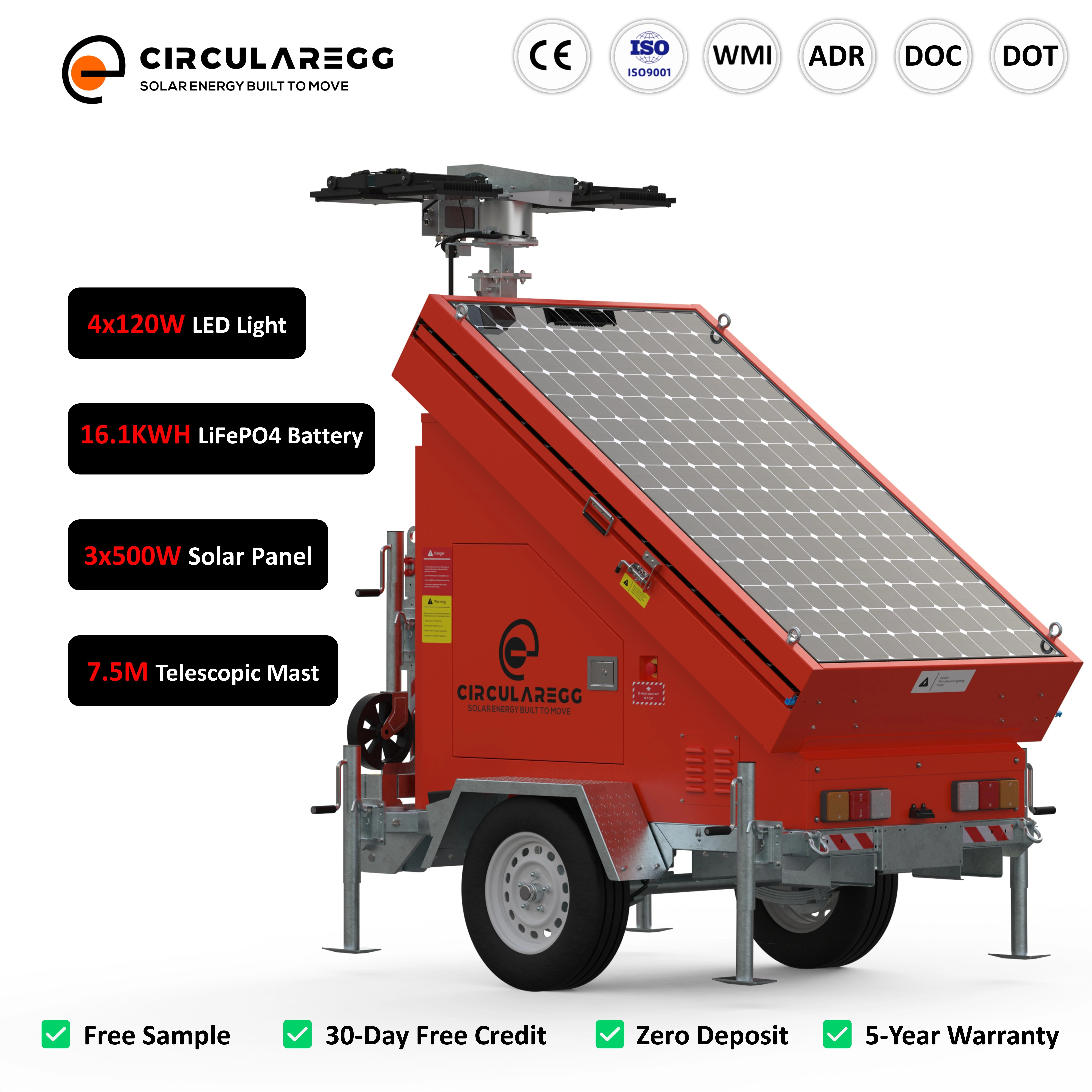 Site Solar Light Towers Hot-Dip Galvanizing 7.5m Mast 76,800 Lumens for Industrial Facility
Site Solar Light Towers Hot-Dip Galvanizing 7.5m Mast 76,800 Lumens for Industrial Facility
