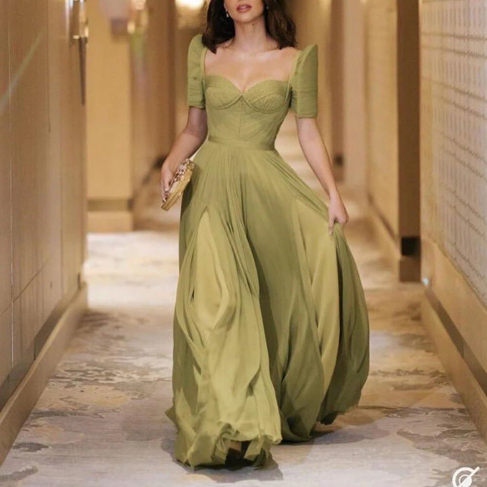 Вечернее платье оливково-зеленого цвета по индивидуальному заказу с короткими рукавами и рюшами в форме сердца, платья de fiesta, струящиеся шифоновые халаты для вечеринок
Вечернее платье оливково-зеленого цвета по индивидуальному заказу с короткими рукавами и рюшами в форме сердца, платья de fiesta, струящиеся шифоновые халаты для вечеринок