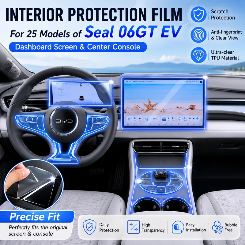 Interior Film for 25 Models of Seal 06GT EV Center Console Gear Shift and Dashboard Screen Protection, Replacement Parts
Interior Film for 25 Models of Seal 06GT EV Center Console Gear Shift and Dashboard Screen Protection, Replacement Parts