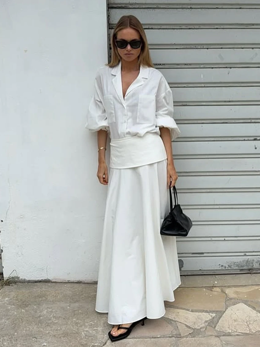 Marthaqiqi White Loose Ladies Nightgowns Suit Long Sleeve Nightwear Sexy Turn-Down Collar Sleepwear Long Skirt Casual Pajama Set
Marthaqiqi White Loose Ladies Nightgowns Suit Long Sleeve Nightwear Sexy Turn-Down Collar Sleepwear Long Skirt Casual Pajama Set