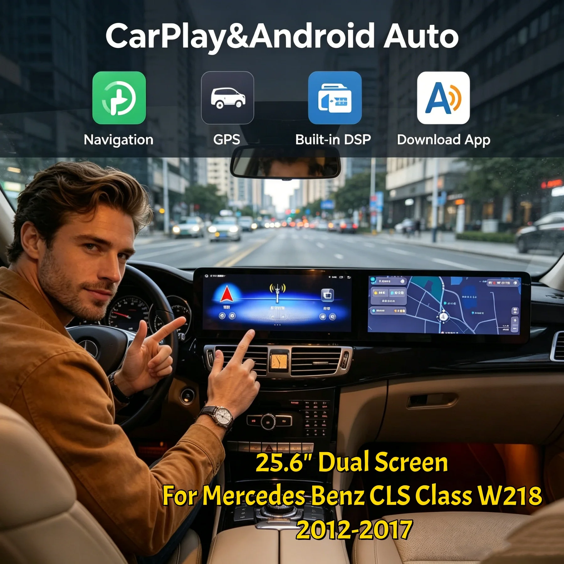 25.6 Dual screen Stereo Multimedia Wireless Carplay Player For Mercedes Benz CLS Class W218 2012-2017 Android 13 GPS LHD RHD
25.6 Dual screen Stereo Multimedia Wireless Carplay Player For Mercedes Benz CLS Class W218 2012-2017 Android 13 GPS LHD RHD