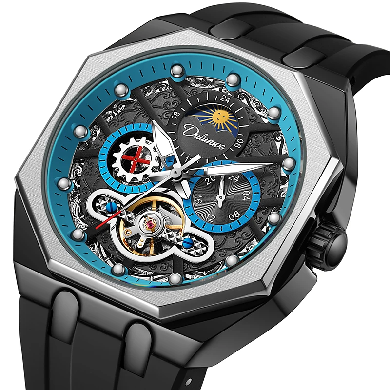 DULUNWE Design New Top Luxury Casual Automatic Men's Watch Tourbillon Transparent Mechanical Watch Luminous Waterproof Men Watch
DULUNWE Design New Top Luxury Casual Automatic Men's Watch Tourbillon Transparent Mechanical Watch Luminous Waterproof Men Watch