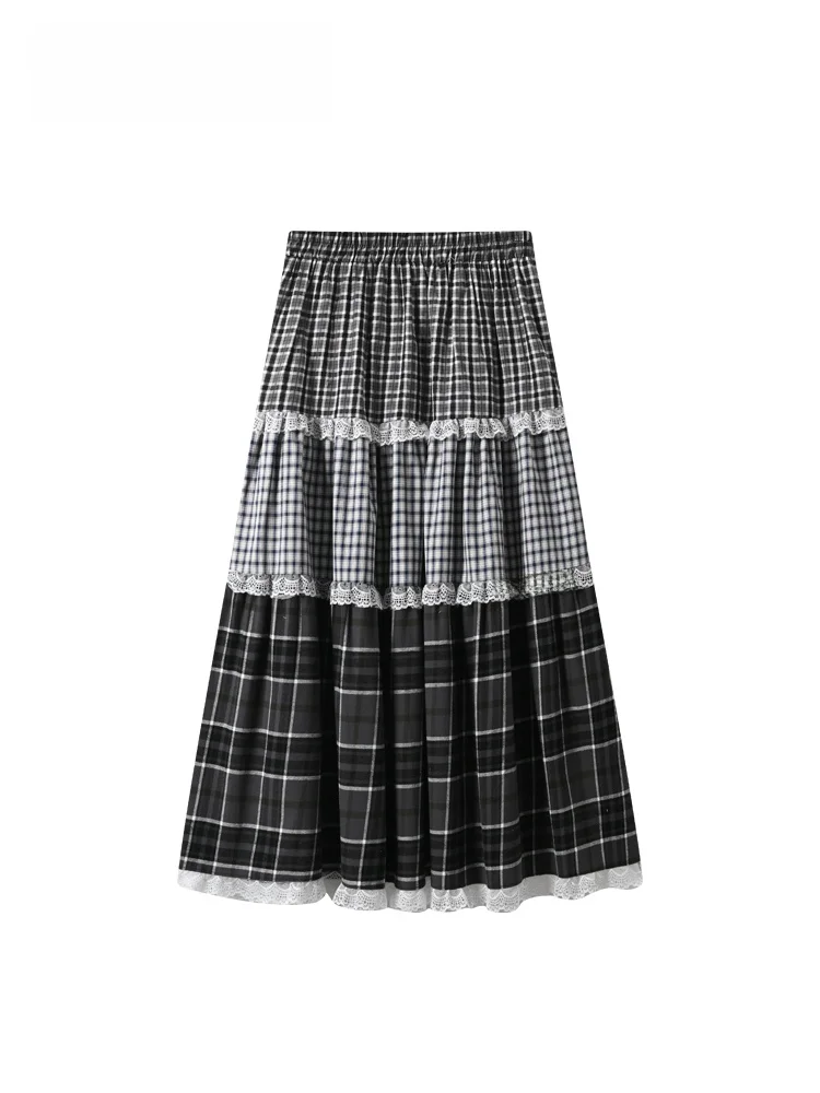 High Waist A-Line Skirt Women's Summer New plus Size Lace Splicing Plaid Skirts Sweet Style Cotton Blend Fabric
High Waist A-Line Skirt Women's Summer New plus Size Lace Splicing Plaid Skirts Sweet Style Cotton Blend Fabric