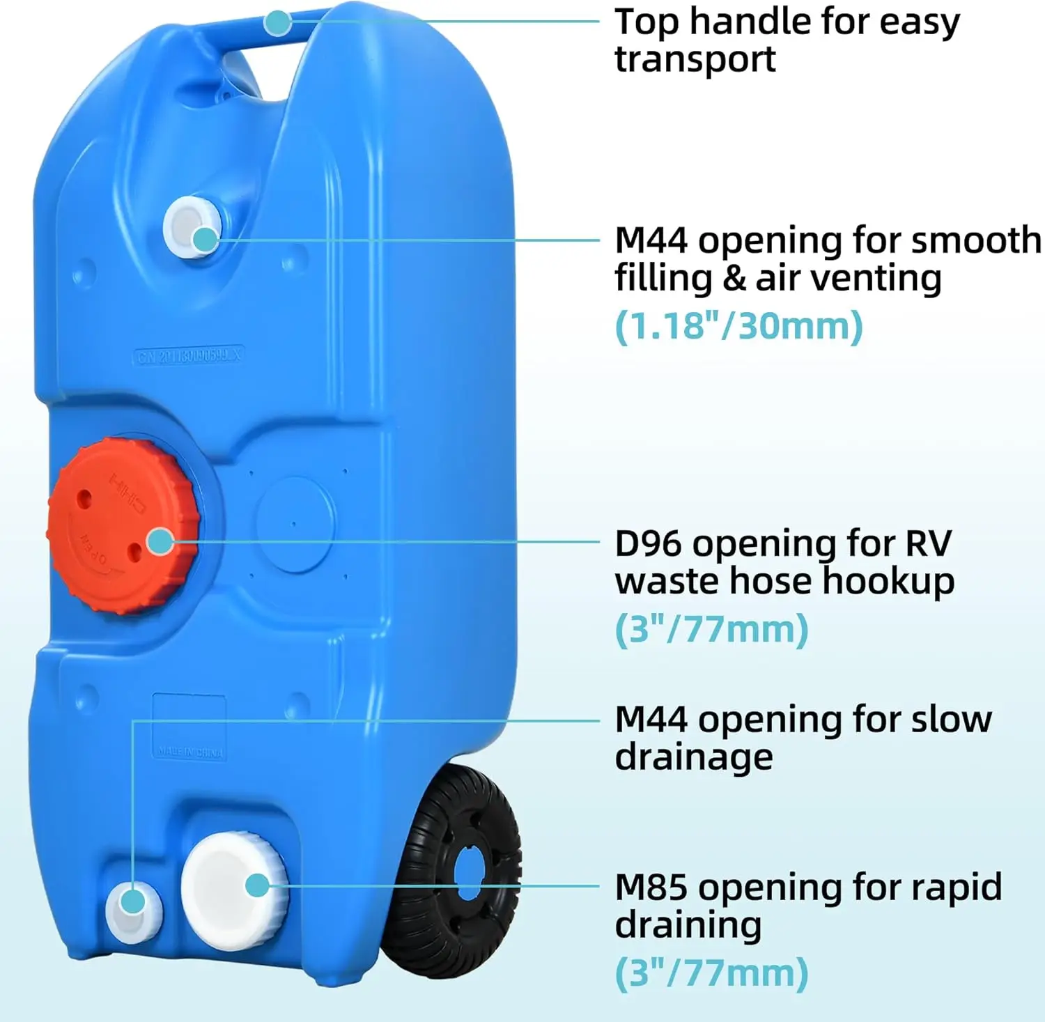 40L Portable Water Tank with Solid Handle, Odorless Tote for Camper with Large Wheels, Portable Water Holding Tank with Filling
40L Portable Water Tank with Solid Handle, Odorless Tote for Camper with Large Wheels, Portable Water Holding Tank with Filling