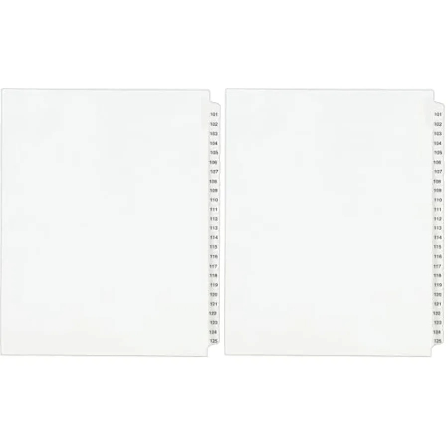 Legal Dividers, Standard Collated Sets, 101-125 Tab Set 01334,White (Pack of 2
Legal Dividers, Standard Collated Sets, 101-125 Tab Set 01334,White (Pack of 2