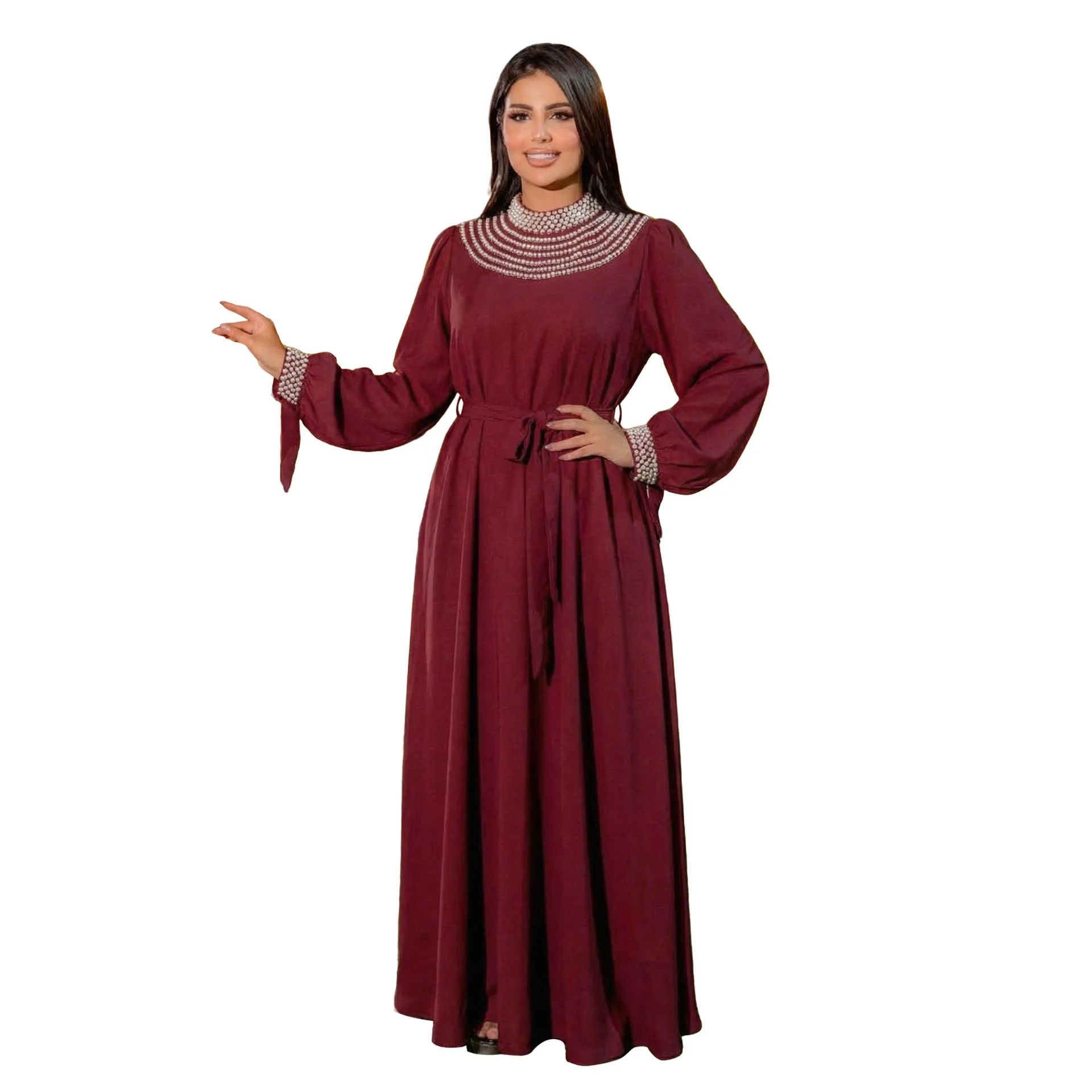 Xqy500510 New Elegant Women's Stand Collar Dress With Rhinestone Belt Long Dress Robe Abaya Ramadan Dubai Luxury Islam Elegant
Xqy500510 New Elegant Women's Stand Collar Dress With Rhinestone Belt Long Dress Robe Abaya Ramadan Dubai Luxury Islam Elegant