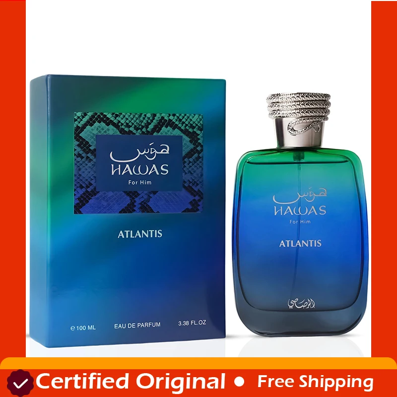 Original Arabic Perfume RASASI Hawas Atlantis Eau de Parfum for Men, 100ml (3.4 oz) Fresh & Modern Scent Spray long lasting fragrance Cologne Pheromone Portable
Original Arabic Perfume RASASI Hawas Atlantis Eau de Parfum for Men, 100ml (3.4 oz) Fresh & Modern Scent Spray long lasting fragrance Cologne Pheromone Portable