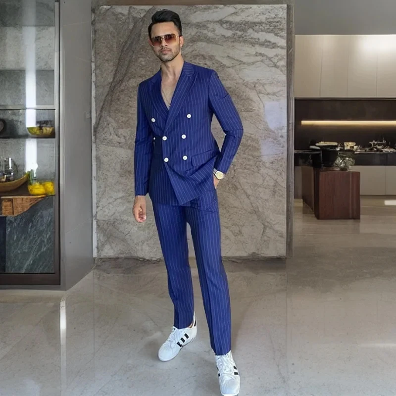 STEVDITG Luxury Men's Suits Double Breasted Peaked Lapel Stripe Casual Blazer 2 Piece Jacket Pants Formal Wedding Clothing 2024
STEVDITG Luxury Men's Suits Double Breasted Peaked Lapel Stripe Casual Blazer 2 Piece Jacket Pants Formal Wedding Clothing 2024
