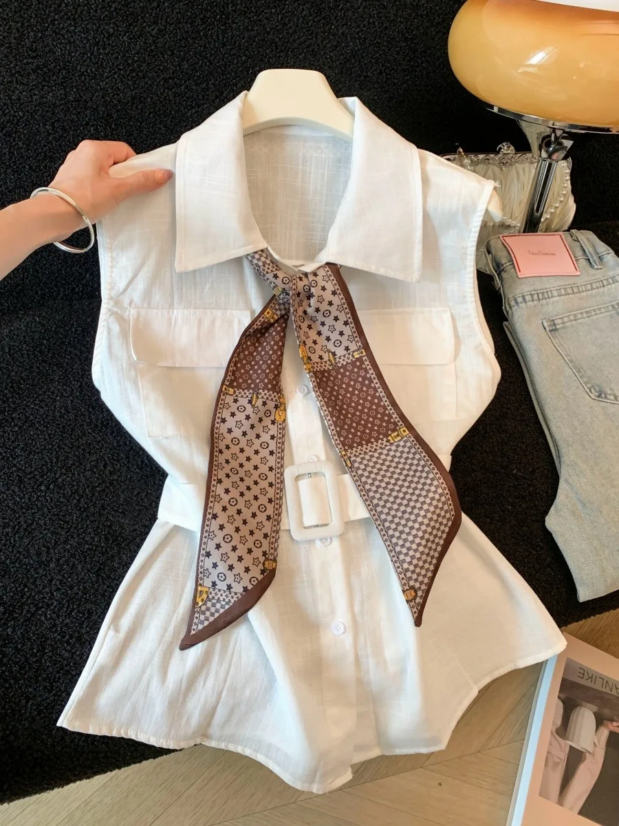 Elegant French Style Sleeveless Shirt Women's Summer Formal Occasion Waist-Cinching Vest Tie-Shoulder Top
Elegant French Style Sleeveless Shirt Women's Summer Formal Occasion Waist-Cinching Vest Tie-Shoulder Top