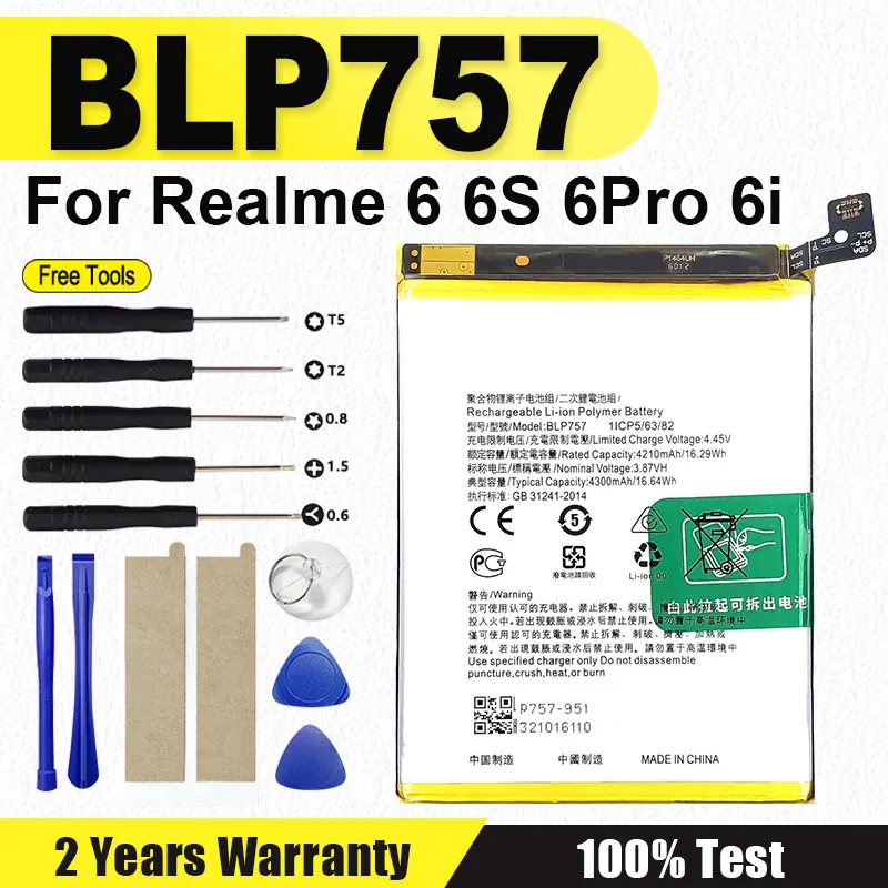 Аккумулятор 4300 мАч BLP757 для мобильного телефона для Oppo Realme 6 RMX2001 6S 6Pro RMX2061 Pro, аккумуляторы + бесплатные инструменты
Аккумулятор 4300 мАч BLP757 для мобильного телефона для Oppo Realme 6 RMX2001 6S 6Pro RMX2061 Pro, аккумуляторы + бесплатные инструменты