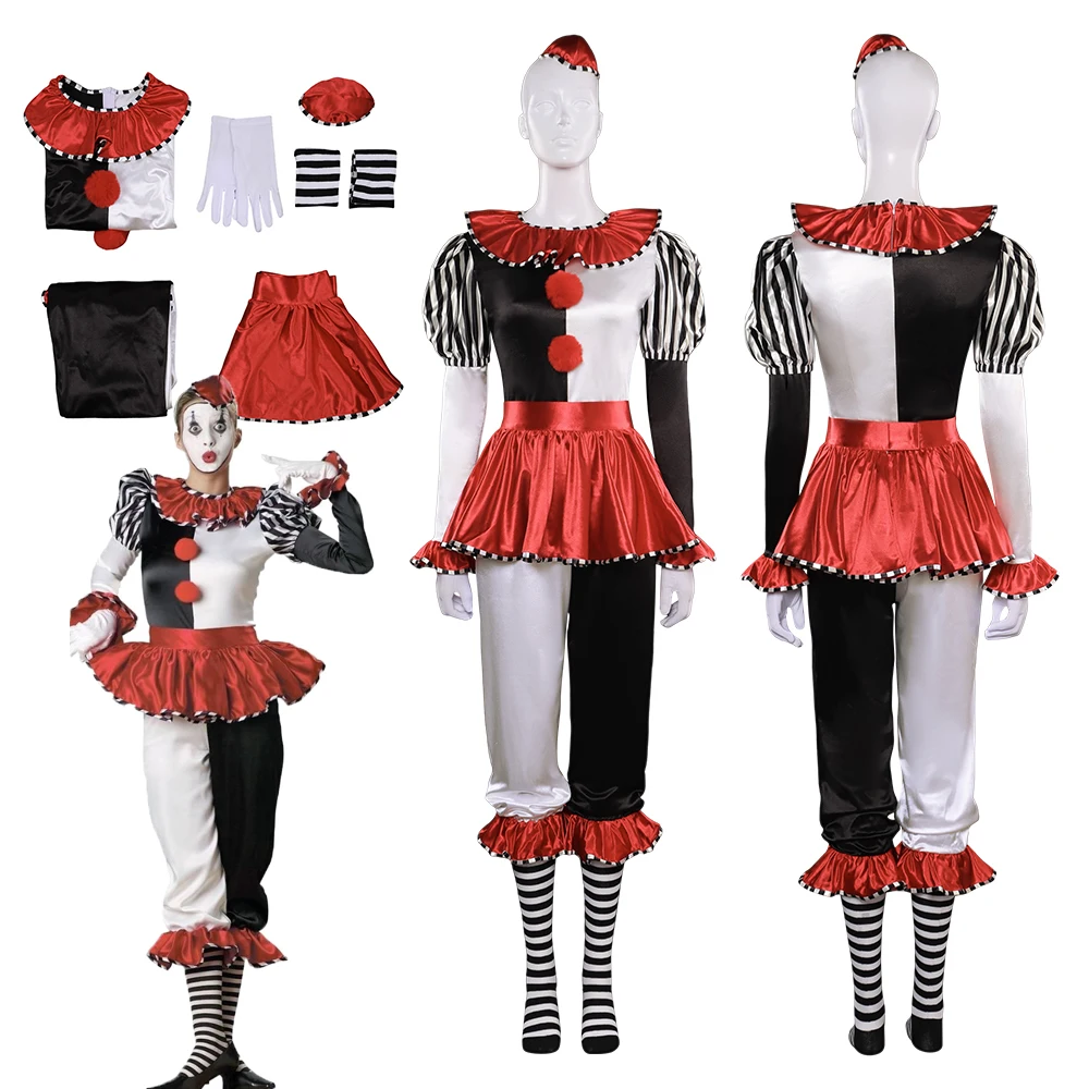 Clown Cosplay Fantasy Disguise Costume Top Skirt Pants Hat Outfits For Girls Women Adult Halloween Carnival Party Disguise Suit
Clown Cosplay Fantasy Disguise Costume Top Skirt Pants Hat Outfits For Girls Women Adult Halloween Carnival Party Disguise Suit