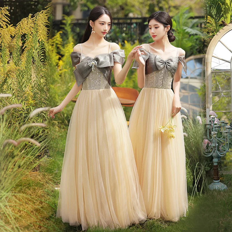 Sling Length Style Bridesmaid Dresses Summer Autumn New Sisters Dress Slim Bridesmaid Group Female Fairy Long Evening Dresses
Sling Length Style Bridesmaid Dresses Summer Autumn New Sisters Dress Slim Bridesmaid Group Female Fairy Long Evening Dresses