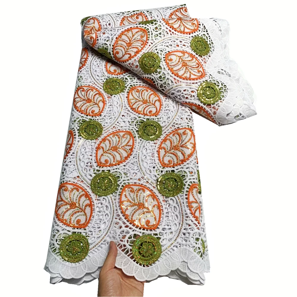 Guipure Cord Lace Fabric with Sequins African Lace Water Souble Fabrics Nigeria Wedding Party Dress
Guipure Cord Lace Fabric with Sequins African Lace Water Souble Fabrics Nigeria Wedding Party Dress