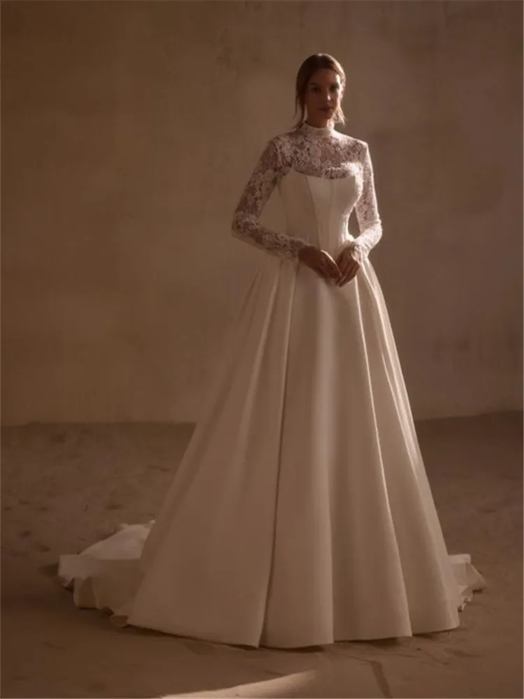 Свадебное платье с корсетом, атласное кружево с длинными рукавами, Vestido De Novia, демонстрационное свадебное платье на заказ Boda 2025 Abito Da Sposa Casamento Noiva
Свадебное платье с корсетом, атласное кружево с длинными рукавами, Vestido De Novia, демонстрационное свадебное платье на заказ Boda 2025 Abito Da Sposa Casamento Noiva