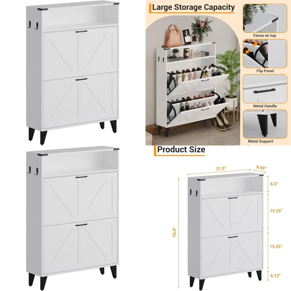 Тонкий напольный шкаф для обуви с открытыми полками и металлическими ножками, экономит пространство для прихожей, коридора и гардеробной, белый
Тонкий напольный шкаф для обуви с открытыми полками и металлическими ножками, экономит пространство для прихожей, коридора и гардеробной, белый