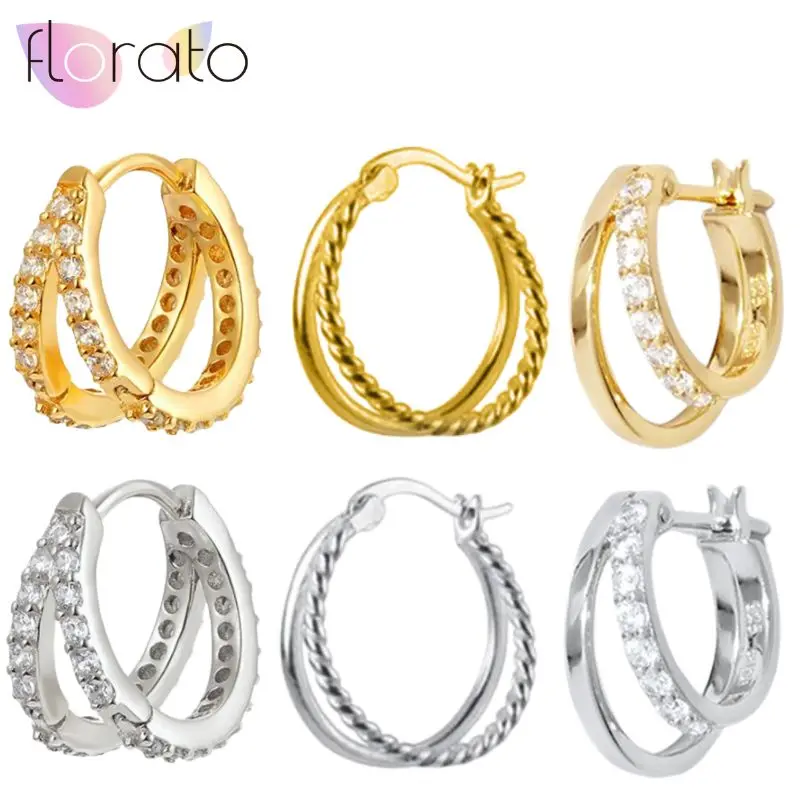 925 Sterling Silver Needle Exquisite Double-Layer Zircon Hoop Earrings for Women Vintage Twist Metal Circle Earrings INS Jewelry
925 Sterling Silver Needle Exquisite Double-Layer Zircon Hoop Earrings for Women Vintage Twist Metal Circle Earrings INS Jewelry