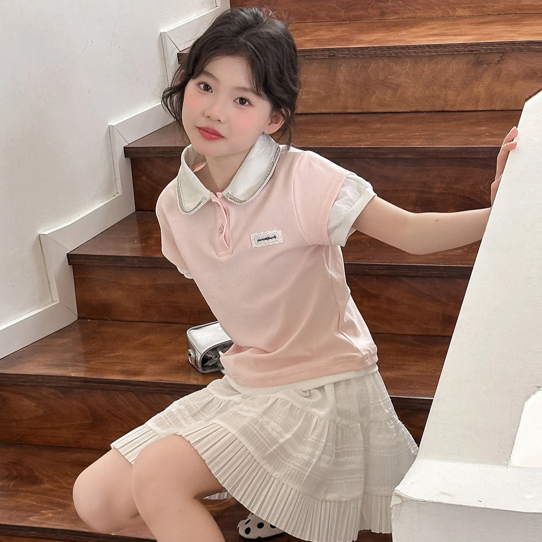 Girls Set 2026 Spring and Summer New Children's Clothing Korean Style Girl Baby Fake Two Lapel T-shirt Skirt Two Sets
Girls Set 2026 Spring and Summer New Children's Clothing Korean Style Girl Baby Fake Two Lapel T-shirt Skirt Two Sets