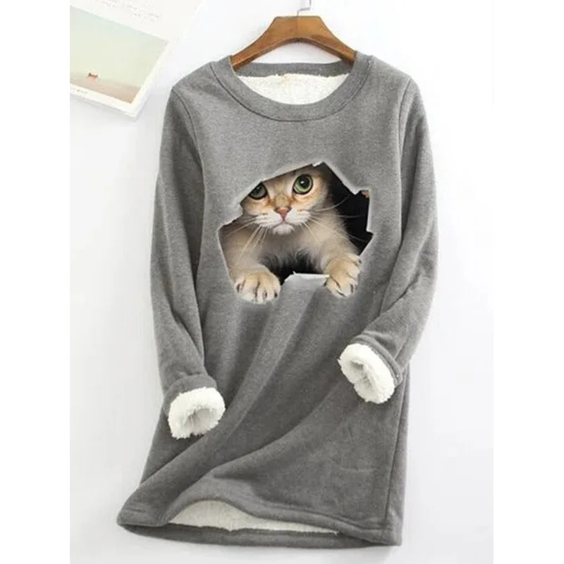 304943New Autumn and Winter Women's Cat Print Round Neck Long Sleeve Sweatshirt Thickened Warm Top Hot Sale
304943New Autumn and Winter Women's Cat Print Round Neck Long Sleeve Sweatshirt Thickened Warm Top Hot Sale