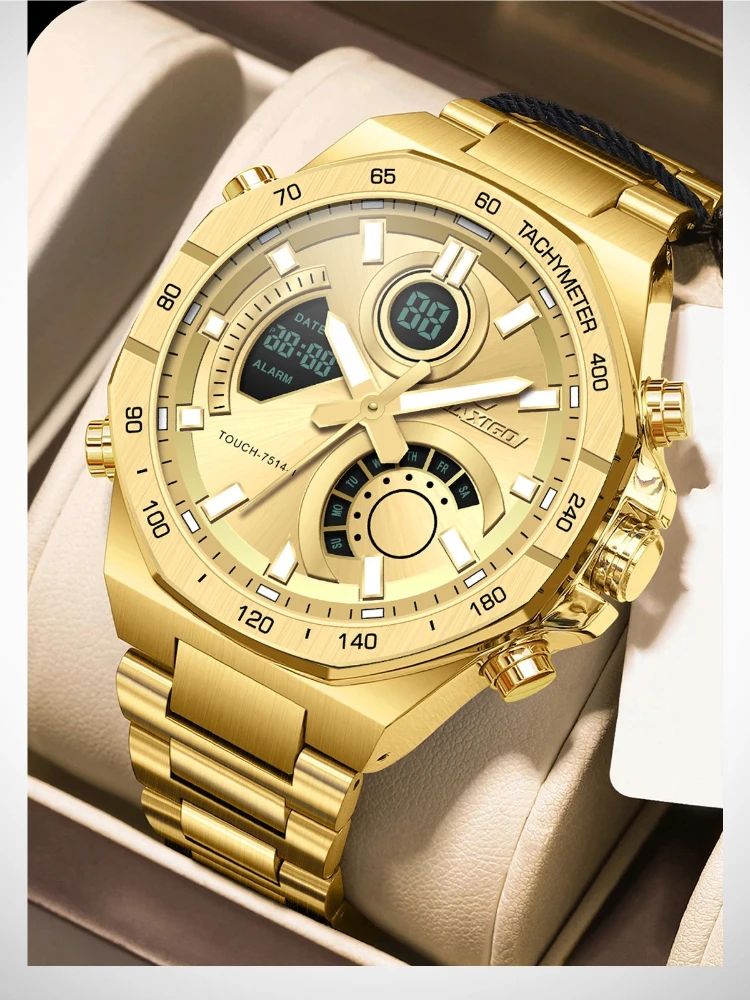 Chaxigo 7514 Creative Large Dial Electronic Men Trendy Waterproof Luminous Quartz Waterproof Stainless Steel Watches for Man
Chaxigo 7514 Creative Large Dial Electronic Men Trendy Waterproof Luminous Quartz Waterproof Stainless Steel Watches for Man
