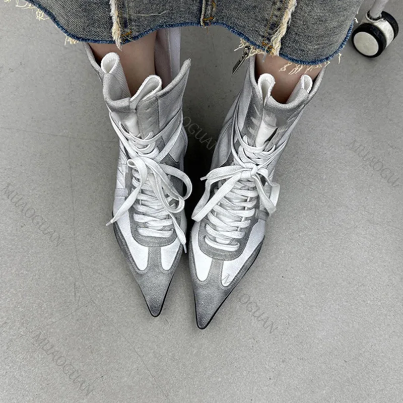 Fashion Strange Heel Women Knight Boots Pointed Toe Retro High Heel Ankle Booties Female Cross-tied Street Style Comfort Shoes
Fashion Strange Heel Women Knight Boots Pointed Toe Retro High Heel Ankle Booties Female Cross-tied Street Style Comfort Shoes
