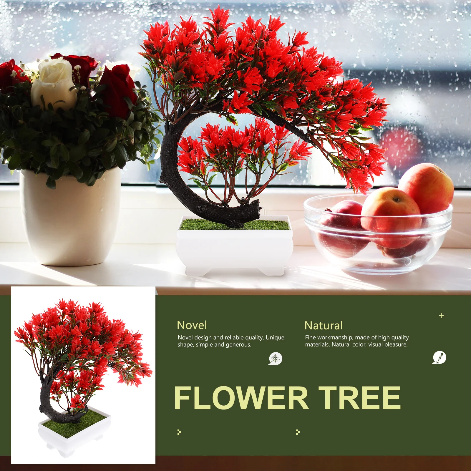 Artificial Green Potted Plant Indoor Bonsai Fake Faux Office Decor Artificial Flower Tree Ornament Long Lasting Easy Maintenance 
Artificial Green Potted Plant Indoor Bonsai Fake Faux Office Decor Artificial Flower Tree Ornament Long Lasting Easy Maintenance