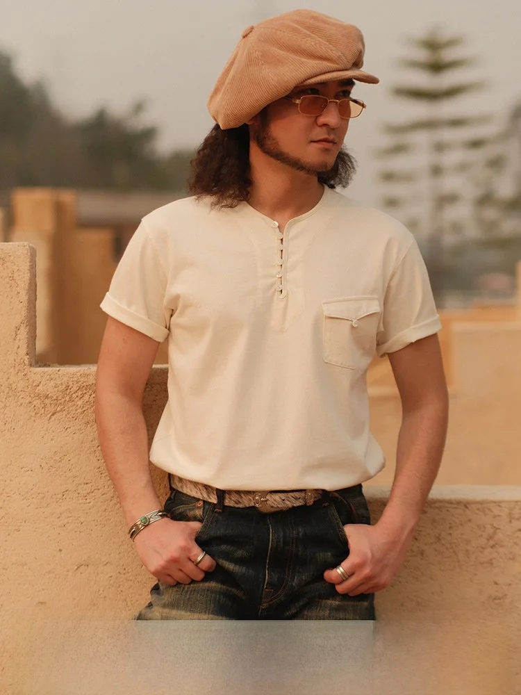 VTG Series 240g Full Cotton Tape ket Henry Collar T-irt Narrow Width Casual Sle ort Sve Breathable Men's T-irt
VTG Series 240g Full Cotton Tape ket Henry Collar T-irt Narrow Width Casual Sle ort Sve Breathable Men's T-irt
