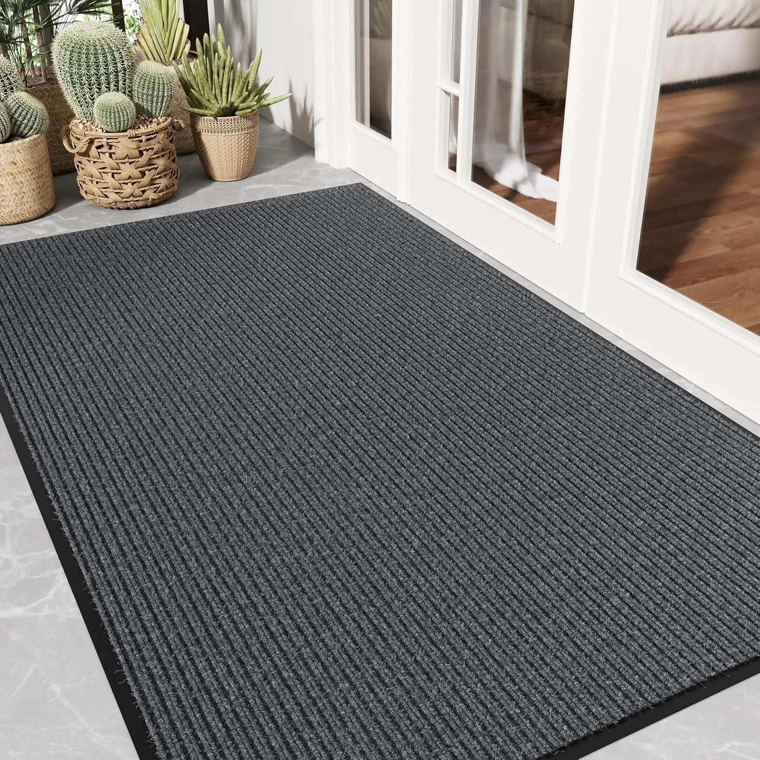 3' x 5' Heavy Duty Non-Slip Front Door Mat, Absorbent Dirt Resistant for Indoor Outdoor Entryway Grey
3' x 5' Heavy Duty Non-Slip Front Door Mat, Absorbent Dirt Resistant for Indoor Outdoor Entryway Grey