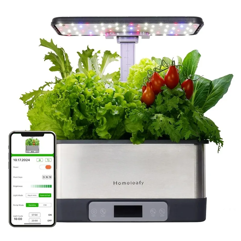 8-Pods Hydroponics Growing System, Smart Indoor Garden with WiFi App Control, LED Grow Light, Self-Watering Timer
8-Pods Hydroponics Growing System, Smart Indoor Garden with WiFi App Control, LED Grow Light, Self-Watering Timer