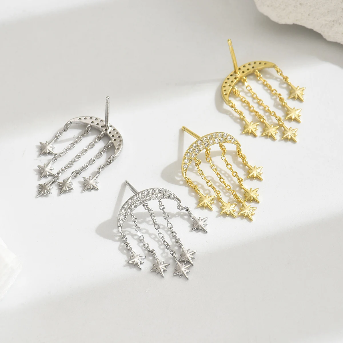 A pair of star meteor tassel pendant earrings 925 silver set with zircon for women's party and banquet jewelry gifts
A pair of star meteor tassel pendant earrings 925 silver set with zircon for women's party and banquet jewelry gifts