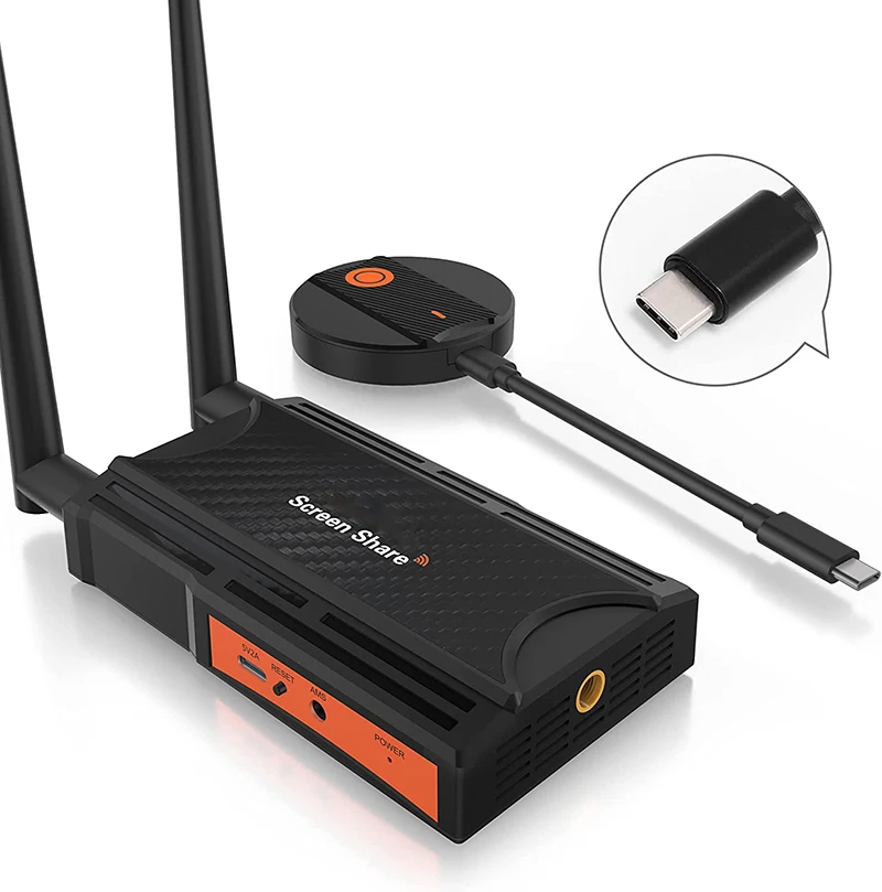 Wireless HDMI Transmitter and Receiver Ultra HD Wireless Type C HDMI Transmitter 5.8G For Type C To HDTV/Projector/Monitor
Wireless HDMI Transmitter and Receiver Ultra HD Wireless Type C HDMI Transmitter 5.8G For Type C To HDTV/Projector/Monitor