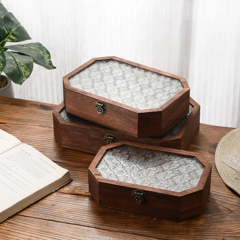Vintage Glass & Wood Storage Box Flip-top Lid Organizer for Vanity Table Multipurpose Decorative Case for Jewelry/Cosmetics
Vintage Glass & Wood Storage Box Flip-top Lid Organizer for Vanity Table Multipurpose Decorative Case for Jewelry/Cosmetics