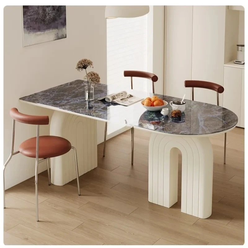 Natural microcrystalline stone dining table and chairs rectangular peninsula table
Natural microcrystalline stone dining table and chairs rectangular peninsula table